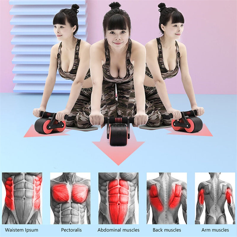 Auto Rebound Ab Wheel Roller - Waist Trainer Exercise Gear